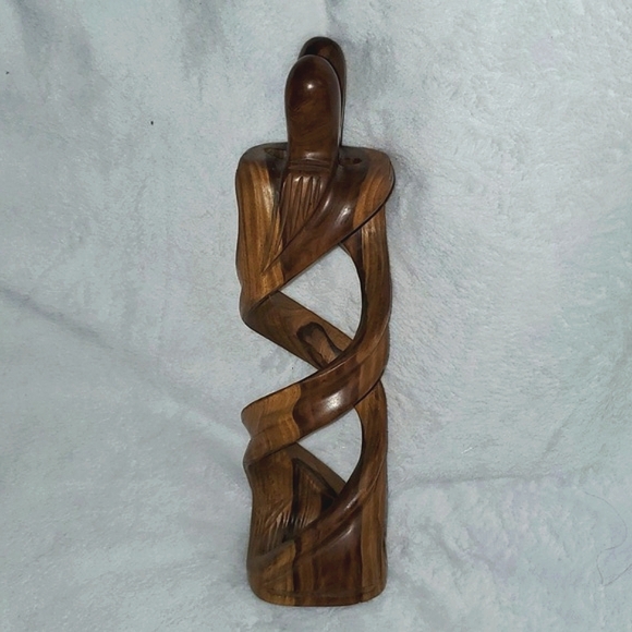 Carved Wood Eternal Love Sculpture - Picture 2 of 16
